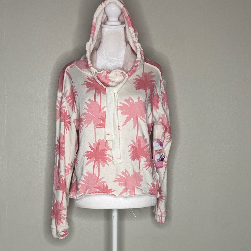 NWT! Southern Spirit Watermelon Palm Trees Lightweight Pullover Hoodie - Size S